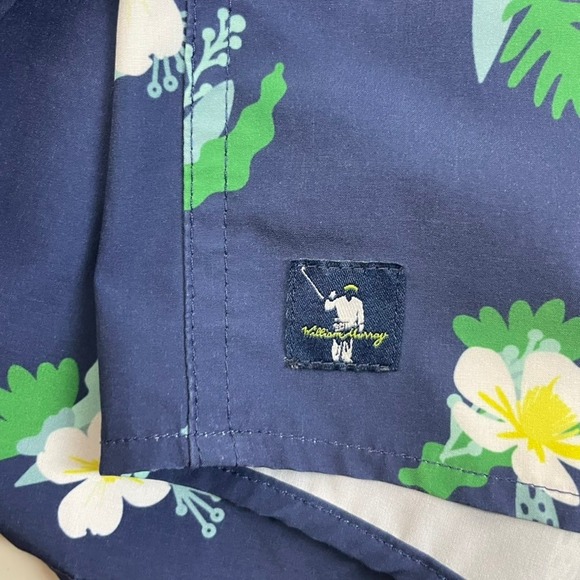 William Murray Golf Men's Navy Floral Short Sleeve Button Up Shirt XLarge - Picture 11 of 13